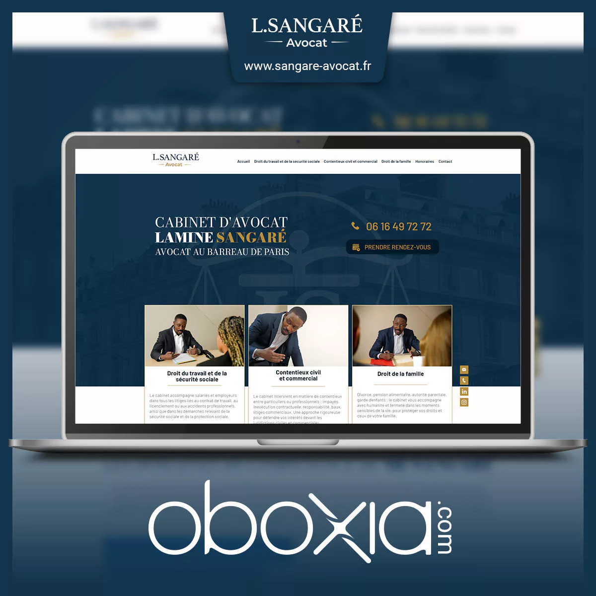 Aperçu du site du cabinet Lamine Sangaré sur ordinateur